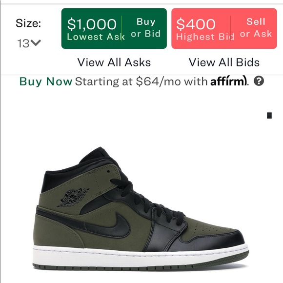 SOLD Air Jordan 1 Mid Olive - Picture 2 of 5
